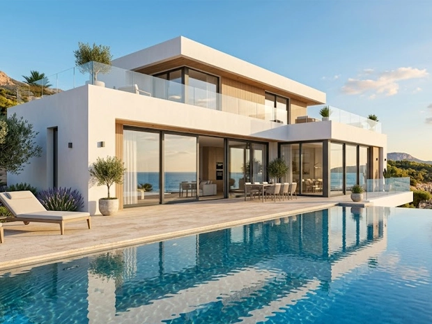 Menuiserie aluminium haut de gamme en Tunisie : baie vitrée coulissante sur mesure pour villa de luxe